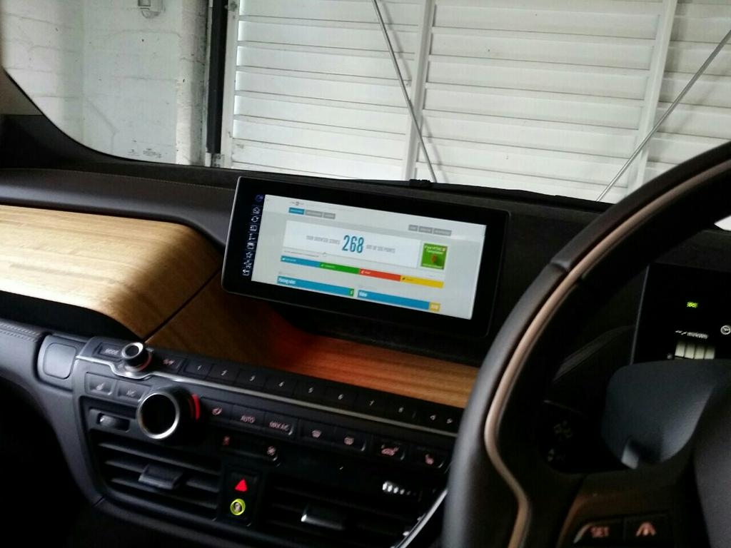 The dashboard of a BMW i3 - there is a web browser on the central display.