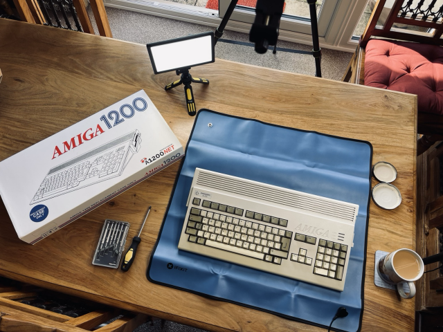 Amiga A1200 computer ready for upgrades. 