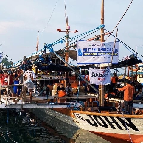 ATIN ITO. Civilian vessels join a mission to Panatag Shoal in the West Philippine Sea on May 15, 2024.