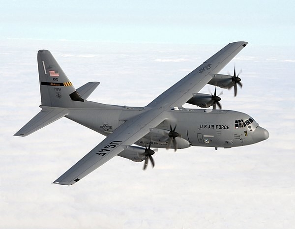 The Lockheed Martin C-130J Super Hercules is a four-engine turboprop military transport aircraft. The C-130J is a comprehensive update of the Lockheed C-130 Hercules, with new engines, flight deck, and other systems.

Image source: https://en.m.wikipedia.org/wiki/Lockheed_Martin_C-130J_Super_Hercules