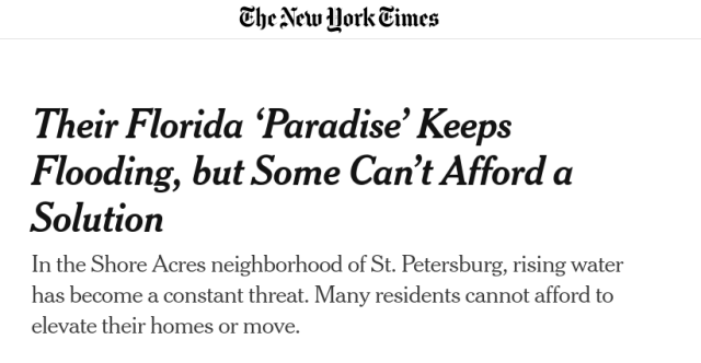 Headline: Their Florida ‘Paradise’ Keeps Flooding, but Some Can’t Afford a Solution