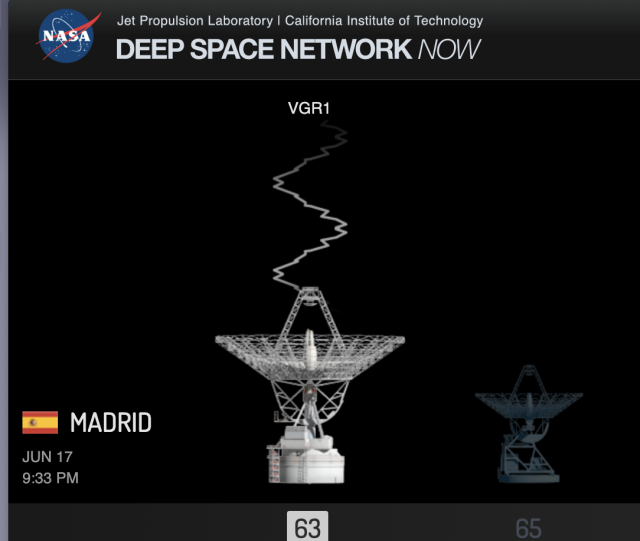 Voyager 1 communicating with the Deep Space Network today