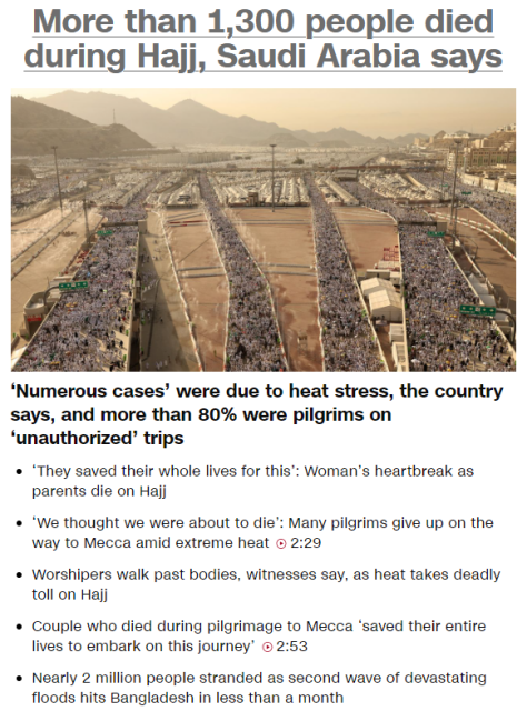 More than 1,300 people died during Hajj, Saudi Arabia says