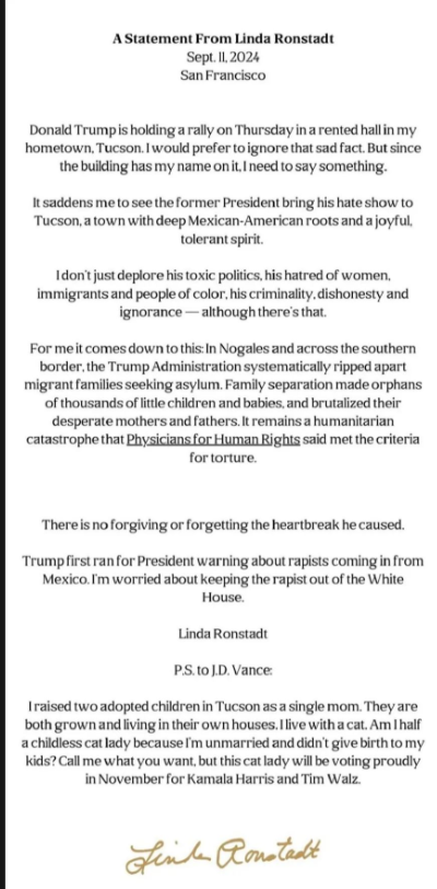 Donald Trump is holding a rally on Thursday in a rented hall in my hometown, Tuscon. I would prefer to ignore that sad fact. But since the building has my name on it, I need to say something.

Attacks Trump for immigration policy separating families.