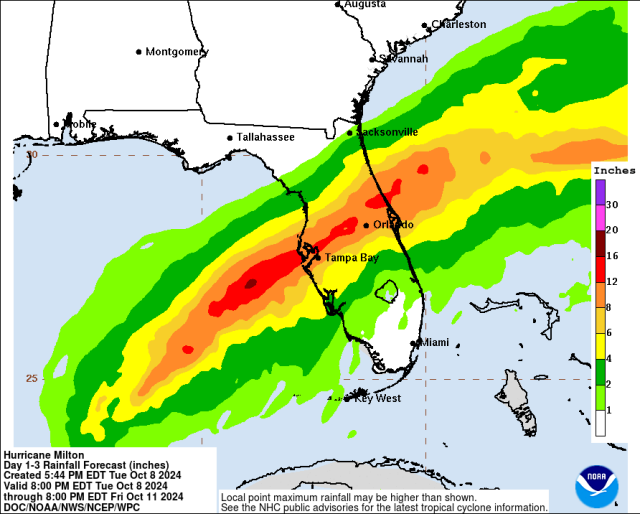 Latest Milton rainfall forecast