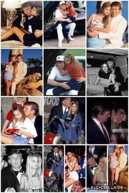 Collage of photos of Trump behaving inappropriately with his daughter Ivanka as a child.