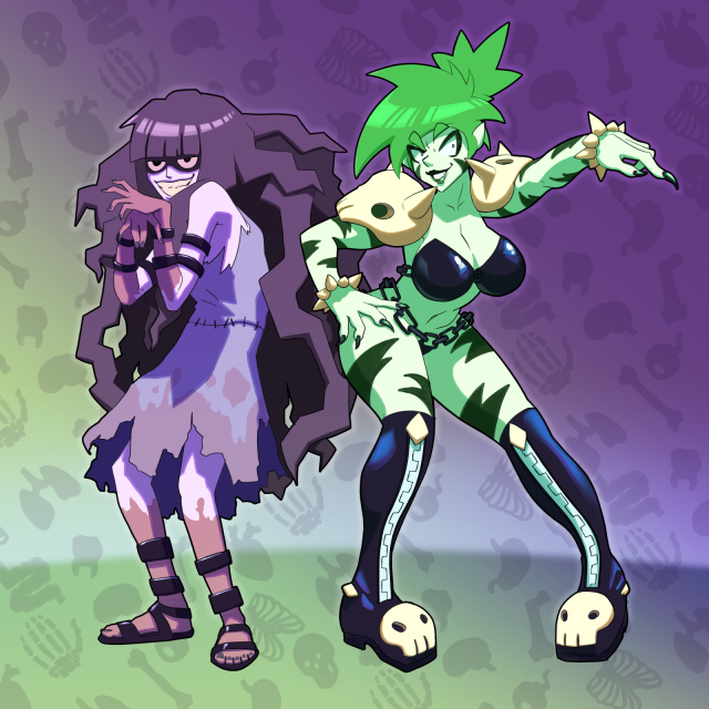 Tchakka the guts witch (Left) and Tikki the bones witch (Right)