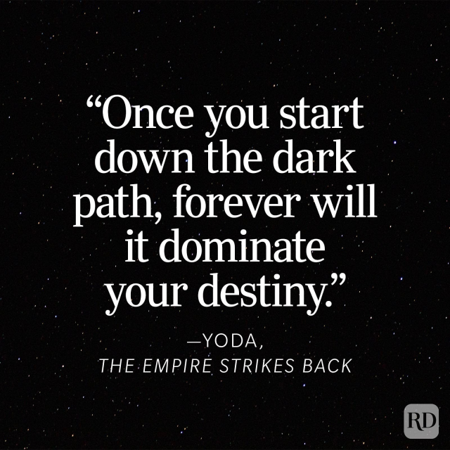 "Once you start down the dark path, forever will it dominate your destiny."
- Yoda