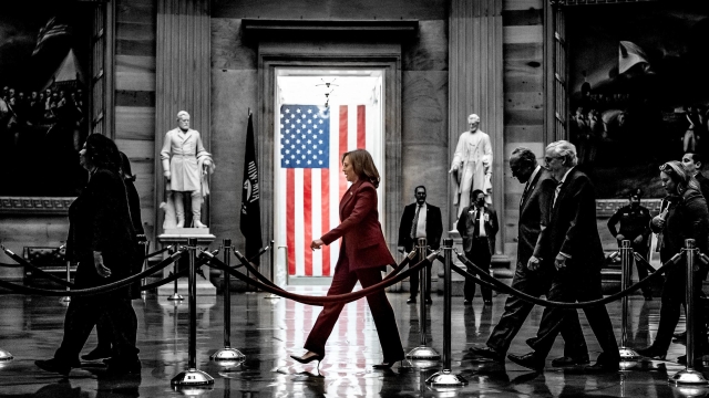 Kamala Harris walking through the US Capitol rotunda