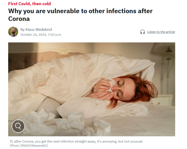 First Covid, then cold

Why you are vulnerable to other infections after Corona

By Klaus Wedekind
October 24, 2024, 7:03 p.m.