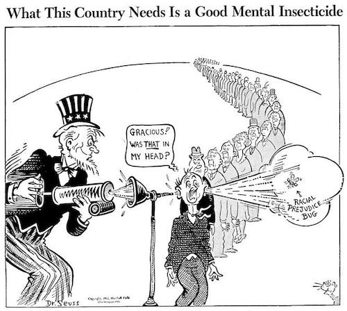 What this country needs is a good mental insecticide. (June 11, 1942, Dr. Seuss Political Cartoons. Special Collection & Archives, UC San Diego Library)