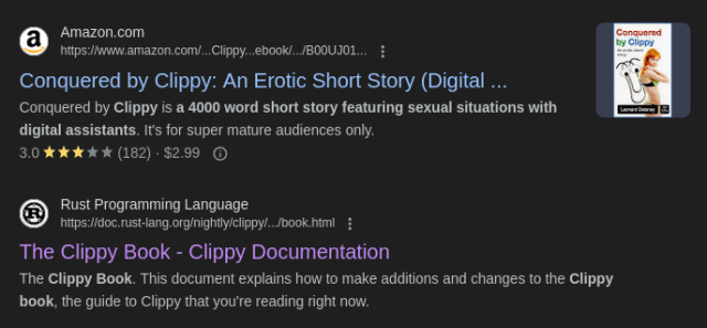 First two links on google for "clippy book". First one is an erotic book which has nothing to do with Rust clippy.