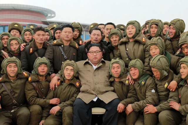 Kim Jong-un with Cannon fodder sent to Russia