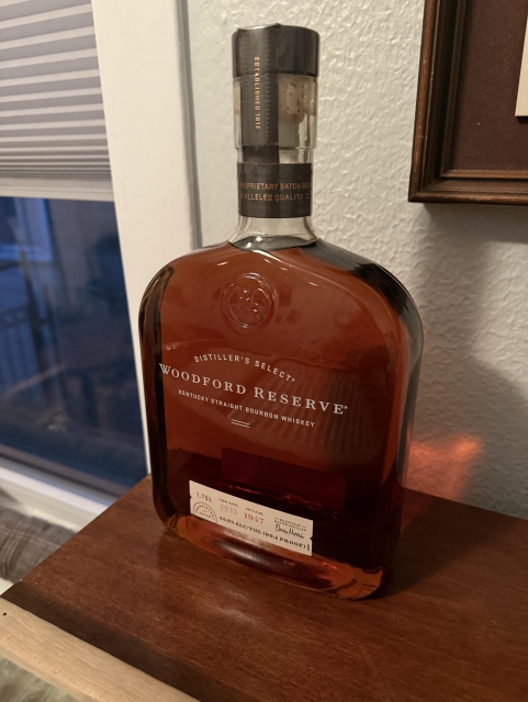 A bottle of Woodward Reserve bourbon 