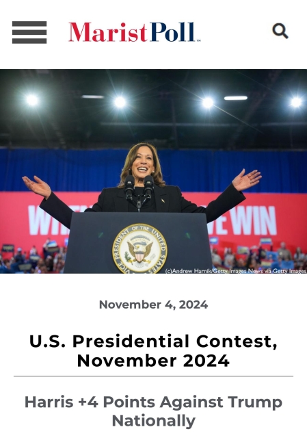 Screenshot of poll: November 4, 2024 U.S. Presidential Contest, November 2024 Harris +4 Points Against Trump Nationally 

Some of the left is not helping by minimizing the feelings of young white men saying they don’t matter, literally driving them further right. There needs to be dialogue. You don’t like it when people treat you this way so why do you do it to others