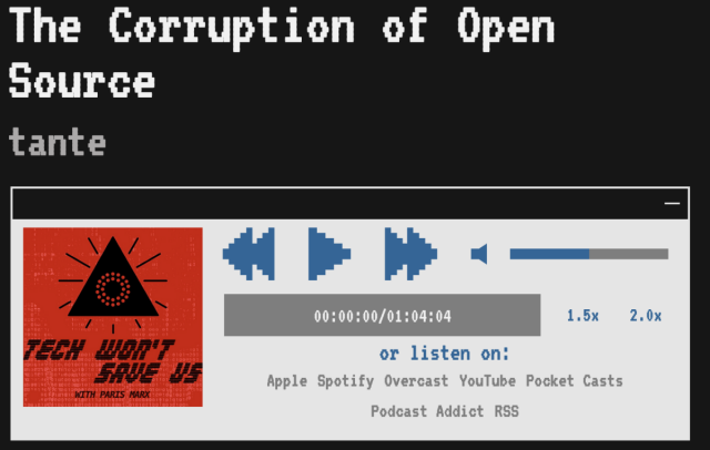 Screenshot of the Podcast Landing page for the episode