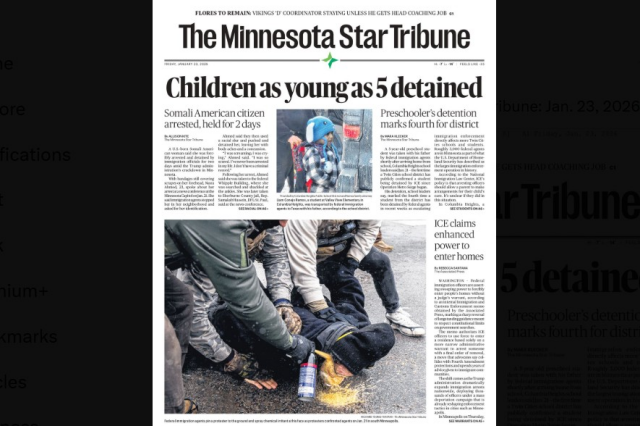 Screenshot via X from @StarTribune. The Minnesota Star Tribune credits Richard Tsong-Taatarii