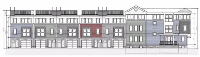 Side rendering of proposed new condo building