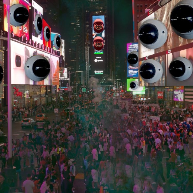 
Image:
Jakub Hałun (modified)
https://commons.wikimedia.org/wiki/File:Times_Square,_New_York_City,_20231006_1916_2338.jpg

CC BY 4.0
https://creativecommons.org/licenses/by/4.0/deed.en

--

Myotus (modified)
https://commons.wikimedia.org/wiki/File:Vandal_dome_style_security_camera_in_parking_garage.jpg

CC BY-SA 4.0
https://creativecommons.org/licenses/by-sa/4.0/deed.en

--

Lewis Clarke (modified)
https://commons.wikimedia.org/wiki/File:Tiverton_,_CCTV_Camera_-_geograph.org.uk_-_7103690.jpg

CC BY-SA 2.0
https://creativecommons.org/licenses/by-sa/2.0/deed.en

