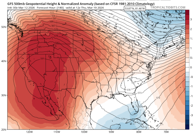 Even bigger  Massive 500mb normalized anomaly over western US 