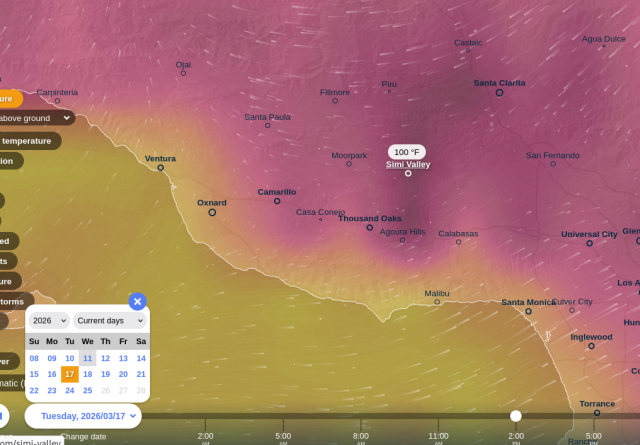 100F forecast for Simi Valley