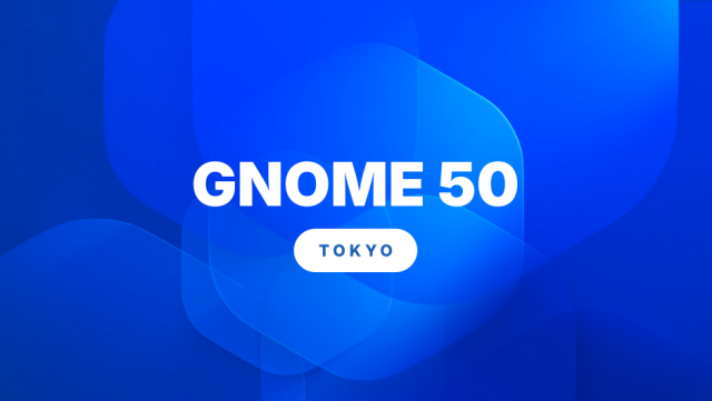 Blue themed background based off GNOME 50 default background and the next "GNOME 50"