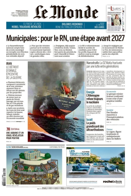 Front page of Le Monde.