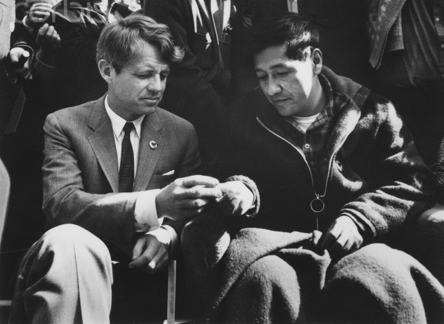 March 10, 1968 - Cesar Chavez ended a 23-day fast for U.S. farm workers in a Delano, California, public park with 4000 supporters at his side, including Senator Robert Kennedy (D-New York).